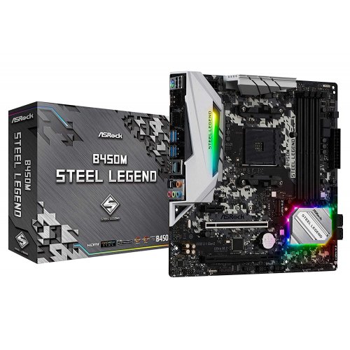 Фото Материнська плата AsRock B450M Steel Legend (sAM4, AMD B450)