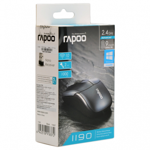 Купить Мышка Rapoo 1190 Black - цена в Харькове, Киеве, Днепре, Одессе
в интернет-магазине Telemart фото