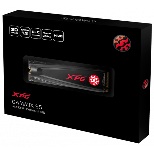 Photo SSD Drive ADATA XPG GAMMIX S5 3D NAND TLC 512GB M.2 (2280 PCI-E) NVMe 1.3 (AGAMMIXS5-512GT-C)