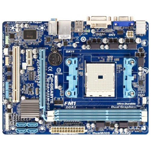 Продати Материнська плата Gigabyte GA-A55M-DS2 (sFM1, AMD A55) за Trade-In у інтернет-магазині Телемарт - Київ, Дніпро, Україна фото