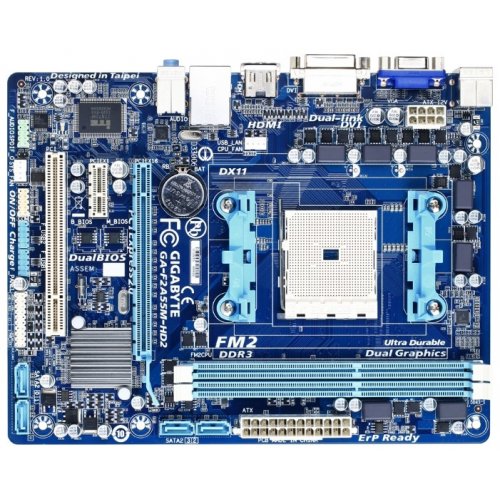 Продать Материнская плата Gigabyte GA-F2A55M-HD2 (sFM2, AMD A55) по Trade-In интернет-магазине Телемарт - Киев, Днепр, Украина фото