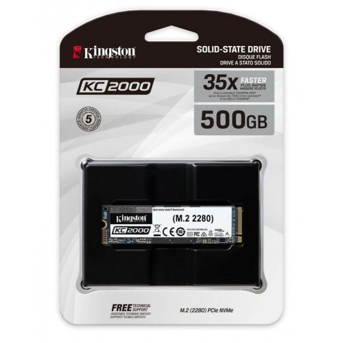 Photo SSD Drive Kingston KC2000 3D NAND TLC 500GB M.2 (2280 PCI-E) NVMe x4 (SKC2000M8/500G)