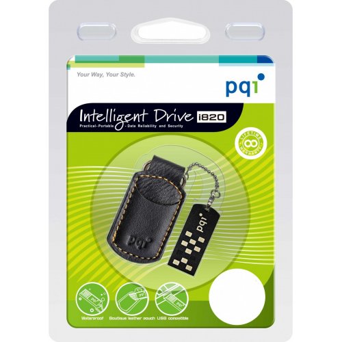 Накопичувач PQI I-Stick i820 Leather KeyChain 16GB Black купити в Україні | Telemart фото
