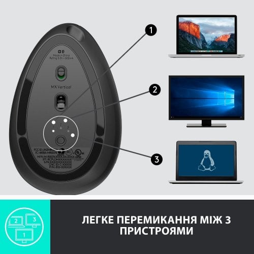 Купить Мышка Logitech MX Vertical (910-005448) Graphite - цена в Харькове, Киеве, Днепре, Одессе
в интернет-магазине Telemart фото