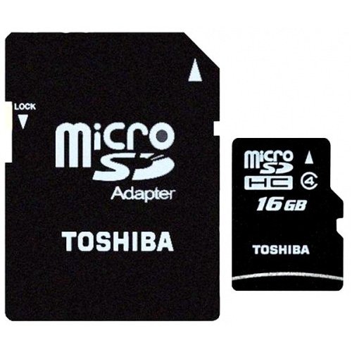 Карта пам'яті Toshiba microSDHC 16GB Class 4 (с адаптером) (SD-C16GJ(BL3A/SD-C16GJ(BL5A) купити в Україні | Telemart фото