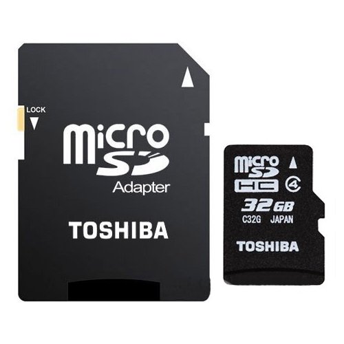 Карта пам'яті Toshiba microSDHC 32GB Class 4 (с адаптером) (SD-C32GJ(BL3A/SD-C32GJ(BL5A) купити в Україні | Telemart фото