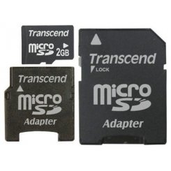 Карта пам'яті Transcend microSD 2GB (с 2-мя адаптерами) (TS2GUSD-2)