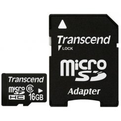 Карта памяти Transcend microSDHC 16GB Class 6 (с адаптером) (TS16GUSDHC6)