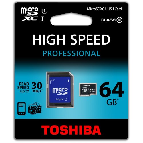 Карта памяти Toshiba microSDXC 64GB Class 10 UHS-I (с адаптером) (SD-C064UHS1(6A) купить в Украине | Telemart фото