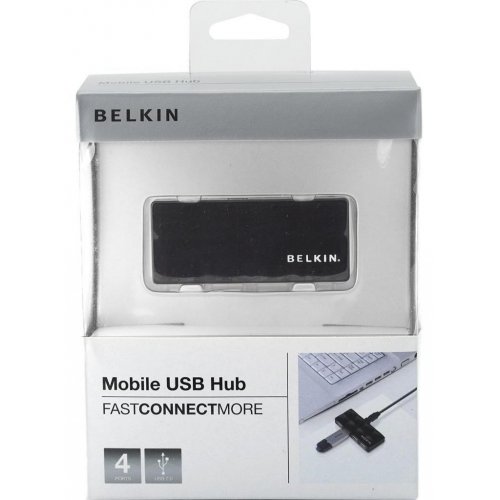 Купити USB-хаб Belkin Mobile USB 2.0 Hub 4-ports (F5U404cwBLK) Black - ціна в Києві, Львові, Вінниці, Хмельницькому, Франківську, Україні | інтернет-магазин TELEMART.UA фото