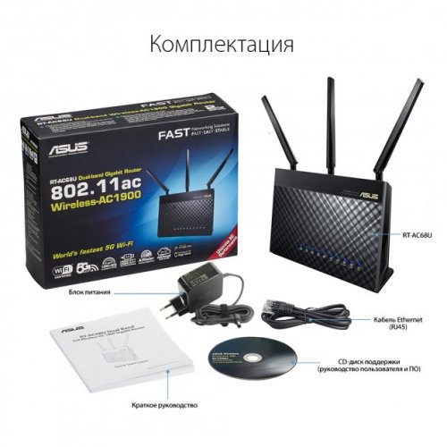 Купить Wi-Fi роутер Asus RT-AC68U Ai Mesh Router - цена в Харькове, Киеве, Днепре, Одессе
в интернет-магазине Telemart фото