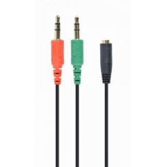 Удлинитель Cablexpert 3.5mm 4pin-2x3.5mm F/M 0.2m (CCA-418)