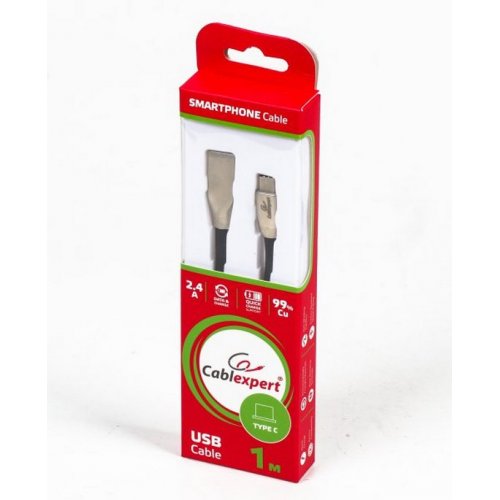Купити USB Кабель Cablexpert USB 2.0 to USB Type-C 1m F/M Charge/Sync (CCPB-C-USB-03BK) Black/Silver - ціна в Києві, Львові, Вінниці, Хмельницькому, Франківську, Україні | інтернет-магазин TELEMART.UA фото