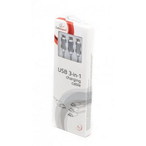 Купить USB Кабель Cablexpert 3-in-1 USB 2.0 to USB Type-C/micro USB/Lightning 1m Charge/Sync (CC-USB2-AM31-1M-S) Silver - цена в Харькове, Киеве, Днепре, Одессе
в интернет-магазине Telemart фото