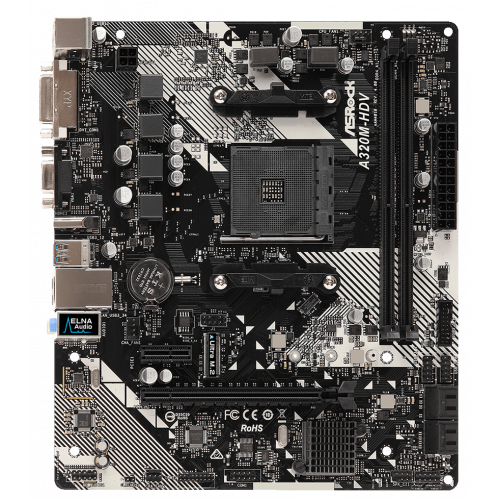 Photo Motherboard AsRock A320M-HDV R4.0 (sAM4, AMD A320)