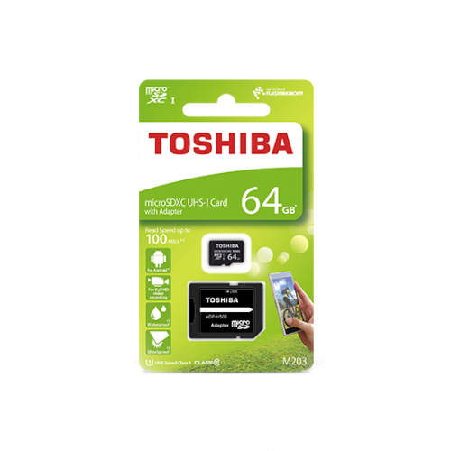 Карта пам'яті Toshiba microSDXC M203 64GB Class 10 UHS-I U1 (с адаптером) (THN-M203K0640EA) купити в Україні | Telemart фото