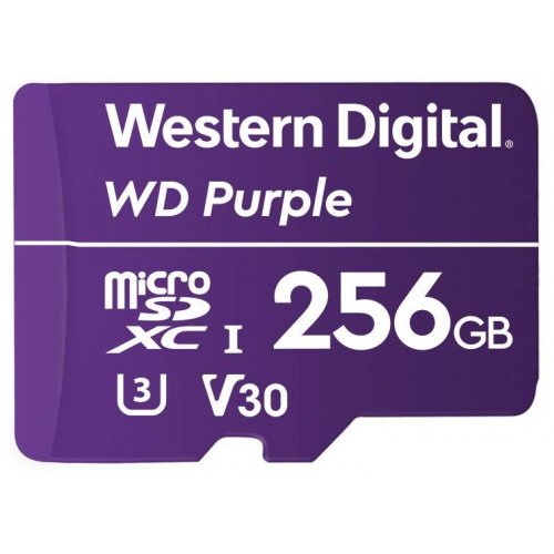 Купить Карта памяти Western Digital microSDXC Purple 256GB Class 10 UHS-I V30 (WDD256G1P0A) - цена в Харькове, Киеве, Днепре, Одессе
в интернет-магазине Telemart фото