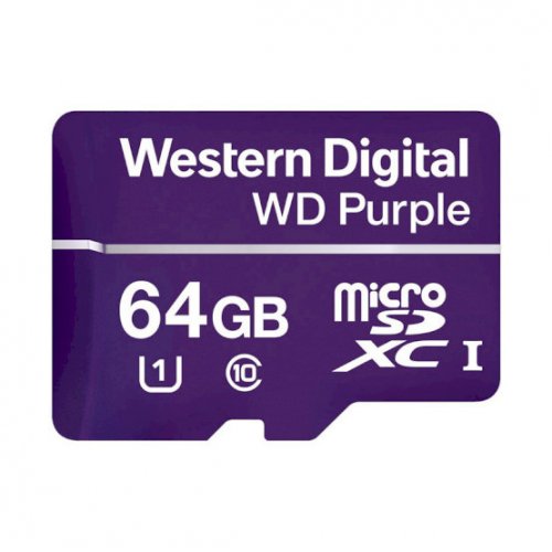 Купить Карта памяти Western Digital microSDXC Purple 64GB Class 10 UHS-I U1 (WDD064G1P0A) - цена в Харькове, Киеве, Днепре, Одессе
в интернет-магазине Telemart фото