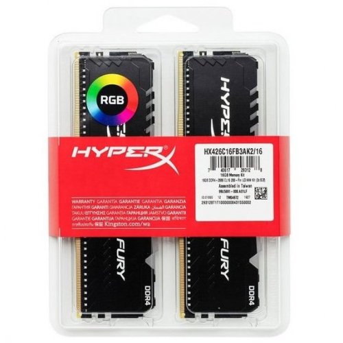 Фото ОЗП HyperX DDR4 16GB (2x8GB) 3000Mhz Fury RGB (HX430C15FB3AK2/16)