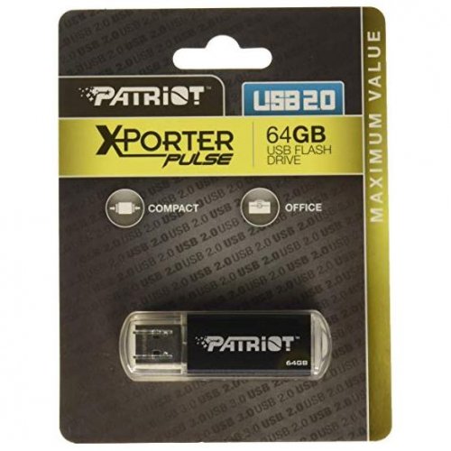 Купити Накопичувач Patriot XPorter Pulse 64GB USB 2.0 (PSF64GXPPBUSB) Black - ціна в Києві, Львові, Вінниці, Хмельницькому, Франківську, Україні | інтернет-магазин TELEMART.UA фото