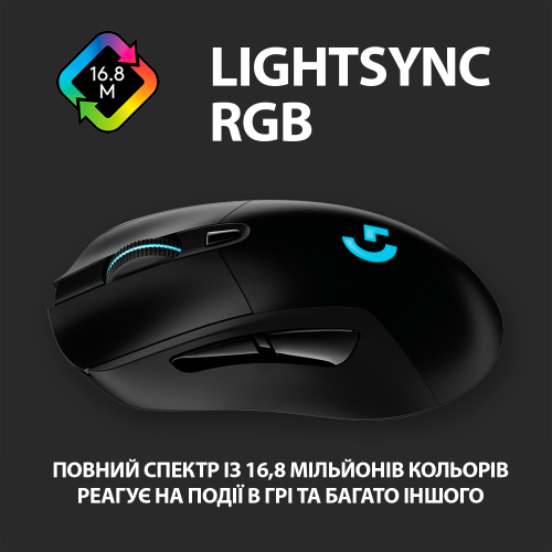 Logitech G703 LIGHTSPEED Hero Wireless RGB Gaming Mouse, Black