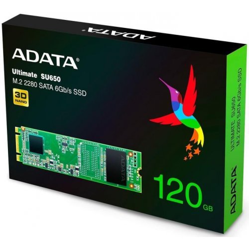 Photo SSD Drive ADATA Ultimate SU650 3D NAND TLC 120GB M.2 (2280 SATA) (ASU650NS38-120GT-C)