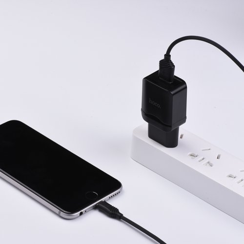 Купить Сетевое зарядное устройство Hoco C22A 2.4A 1 USB + Lightning cable Black - цена в Харькове, Киеве, Днепре, Одессе
в интернет-магазине Telemart фото