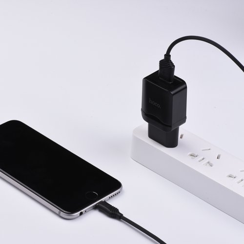 Купить Сетевое зарядное устройство Hoco C22A 2.4A 1 USB Black - цена в Харькове, Киеве, Днепре, Одессе
в интернет-магазине Telemart фото