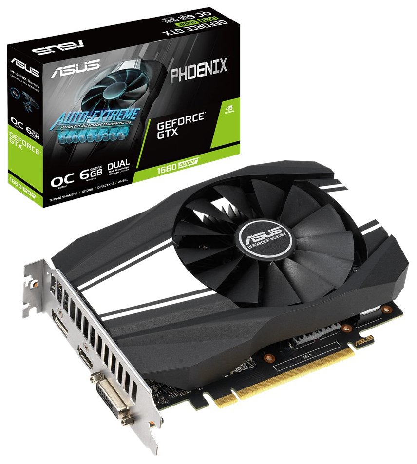 Продать Видеокарта Asus GeForce GTX 1660 SUPER Phoenix OC 6144MB  (PH-GTX1660S-O6G) по Trade-In интернет-магазине Телемарт - Киев, Днепр,  Украина