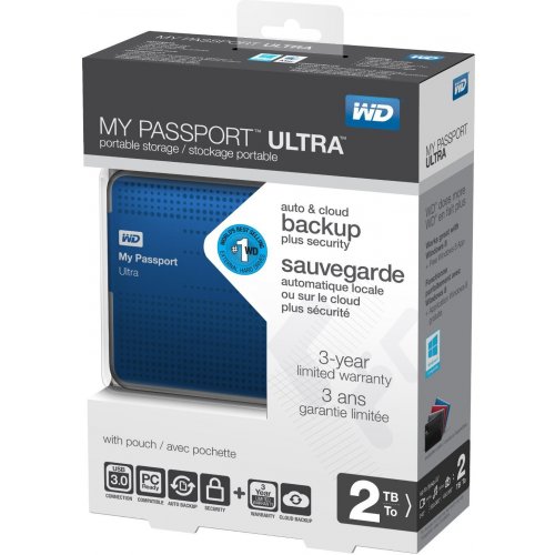 Внешний HDD Western Digital My Passport Ultra 2TB WDBMWV0020BBL-EESN Blue купить в Украине: Киев, Днепр, Харьков, Одесса  | Низкая цена, отзывы, характеристики от TELEMART фото