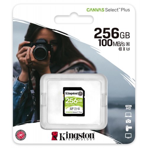 Купить Карта памяти Kingston SDXC Canvas Select Plus 256GB Class 10 UHS-I U3 V30 (SDS2/256GB) - цена в Харькове, Киеве, Днепре, Одессе
в интернет-магазине Telemart фото