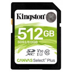 Карта памяти Kingston SDXC Canvas Select Plus 512GB Class 10 UHS-I U3 V30 (SDS2/512GB)