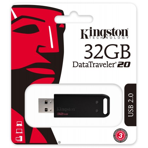 Купить Накопитель Kingston DataTraveller 20 32GB USB 2.0 (DT20/32GB) Black - цена в Харькове, Киеве, Днепре, Одессе
в интернет-магазине Telemart фото
