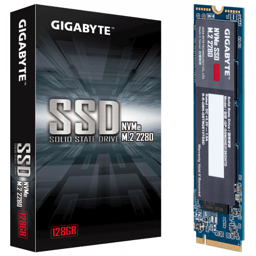 Фото SSD-диск Gigabyte 128GB M.2 (2280 PCI-E) NVMe 1.3 (GP-GSM2NE3128GNTD)