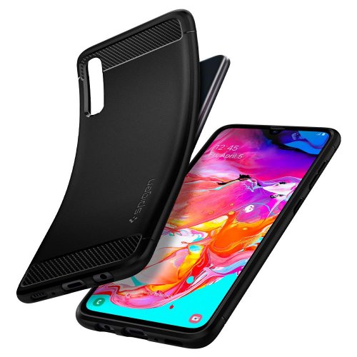 Чохол Spigen для Samsung Galaxy A70 Rugged Armor (620CS26386) Matte Black купити в Україні | Telemart фото