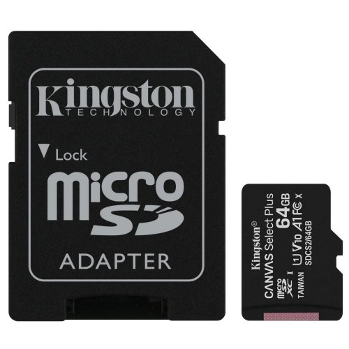 Купить Карта памяти Kingston microSDXC Canvas Select Plus 64GB Class 10 (с адаптером) (SDCS2/64GB) - цена в Харькове, Киеве, Днепре, Одессе
в интернет-магазине Telemart фото
