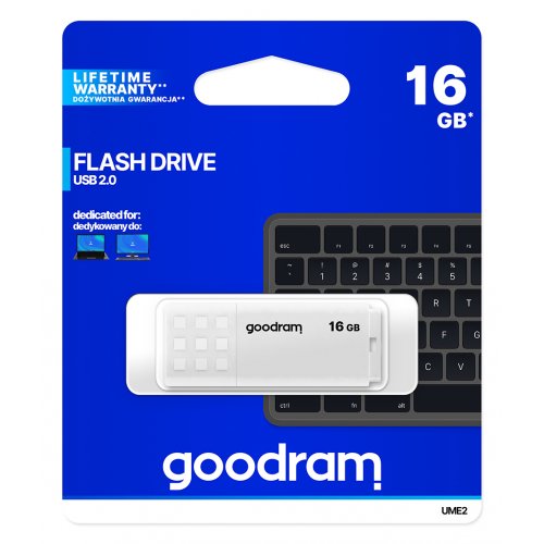 Накопичувач GoodRAM UME2 16GB USB 2.0 (UME2-0160W0R11) White купити в Україні: Київ, Львів, Хмельницький, Тернопіль, Івано-Франківськ | Низька ціна, відгуки, характеристики від TELEMART фото