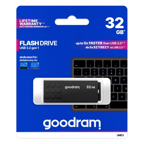 Накопитель GoodRAM UME3 32GB USB 3.0 (UME3-0320K0R11) Black купить в Украине: Киев, Днепр, Харьков, Одесса  | Низкая цена, отзывы, характеристики от TELEMART фото