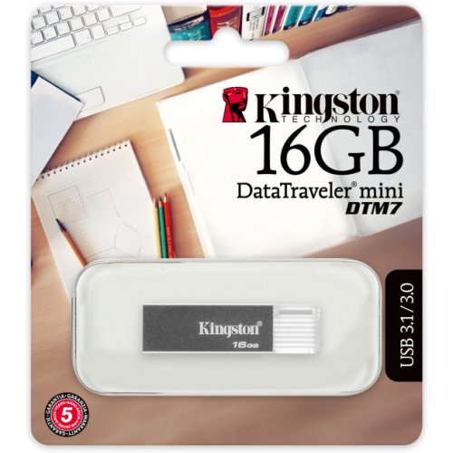 Накопичувач Kingston DataTraveler Mini 16GB USB 3.0 (DTM7/16GB) Black купити в Україні: Київ, Львів, Хмельницький, Тернопіль, Івано-Франківськ | Низька ціна, відгуки, характеристики від TELEMART фото
