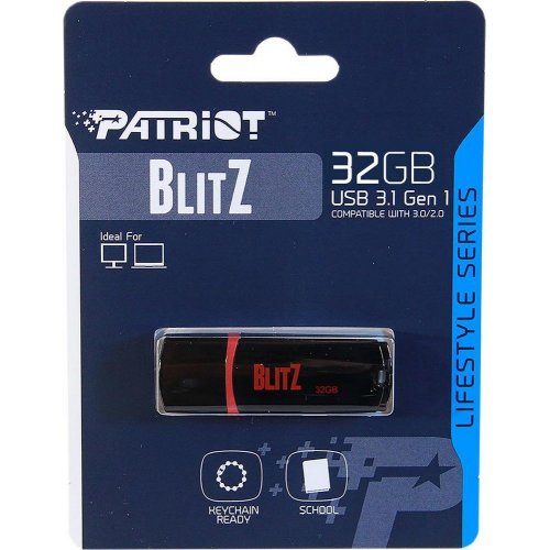 Купити Накопичувач Patriot Blitz 32GB USB 3.1 (PSF32GBLZ3BUSB) Black - ціна в Києві, Львові, Вінниці, Хмельницькому, Франківську, Україні | інтернет-магазин TELEMART.UA фото