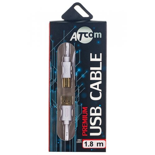 Кабель ATcom USB 2.0 AM-BM 1.8m (13423) White купить в Украине | Telemart фото