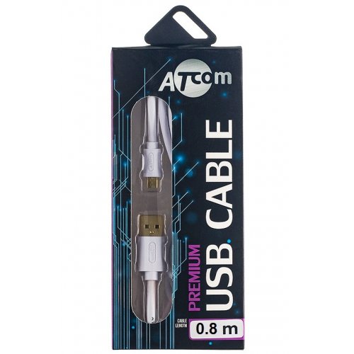 Кабель ATcom USB 2.0 AM-microUSB 0.8m (16123) White купить в Украине | Telemart фото