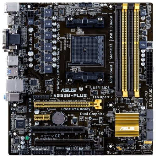 Продать Материнская плата Asus A55BM-PLUS (FM2+, AMD A55) по Trade-In интернет-магазине Телемарт - Киев, Днепр, Украина фото