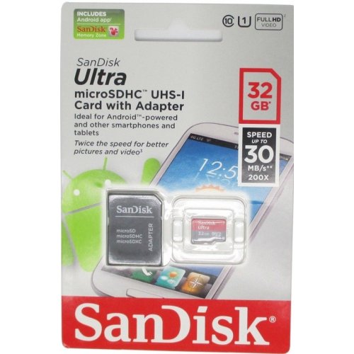Карта пам'яті SanDisk microSDHC 32GB Class 10 Ultra UHS-I 30MB/s Android (с адаптером) (SDSDQUA-032G-U46A) купити в Україні | Telemart фото