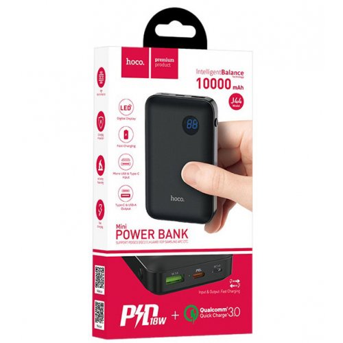 Powerbank Hoco J44 QC3.0 Type-C PD LED Digital display 10000mAh Black купити в Україні | Telemart фото