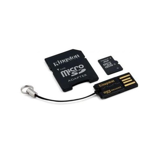 Купити Карта пам'яті Kingston microSDHC 4GB Class 4 (с адаптером и кардридером) (MBLY4G2/4GB) - ціна в Києві, Львові, Вінниці, Хмельницькому, Франківську, Україні | інтернет-магазин TELEMART.UA фото