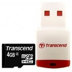Карта пам'яті Transcend microSDHC 4GB Class 4 (с кардридером RDP3) (TS4GUSDHC4-P3)