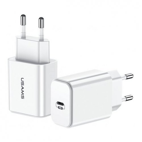 Мережевий зарядний пристрій Usams T14 PD 3.0 3A 1 USB Type-C + USB Type-C/Lightning cable White купити в Україні: Київ, Львів, Хмельницький, Тернопіль, Івано-Франківськ | Низька ціна, відгуки, характеристики від TELEMART фото
