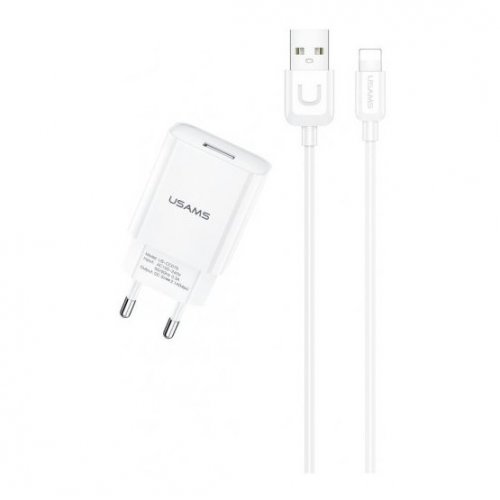 Купить Сетевое зарядное устройство Usams T21 2.1A 1 USB + Lightning cable White - цена в Харькове, Киеве, Днепре, Одессе
в интернет-магазине Telemart фото
