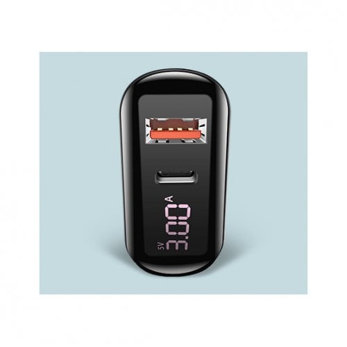 Мережевий зарядний пристрій Usams T23 Digital Display QC 3.0 PD 3.0 3A USB/USB Type-C Black купити в Україні | Telemart фото